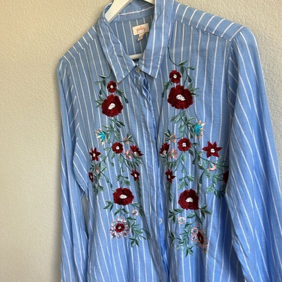 Picket Anthro brand button down shirt Sz L impeccable - Picture 7 of 9